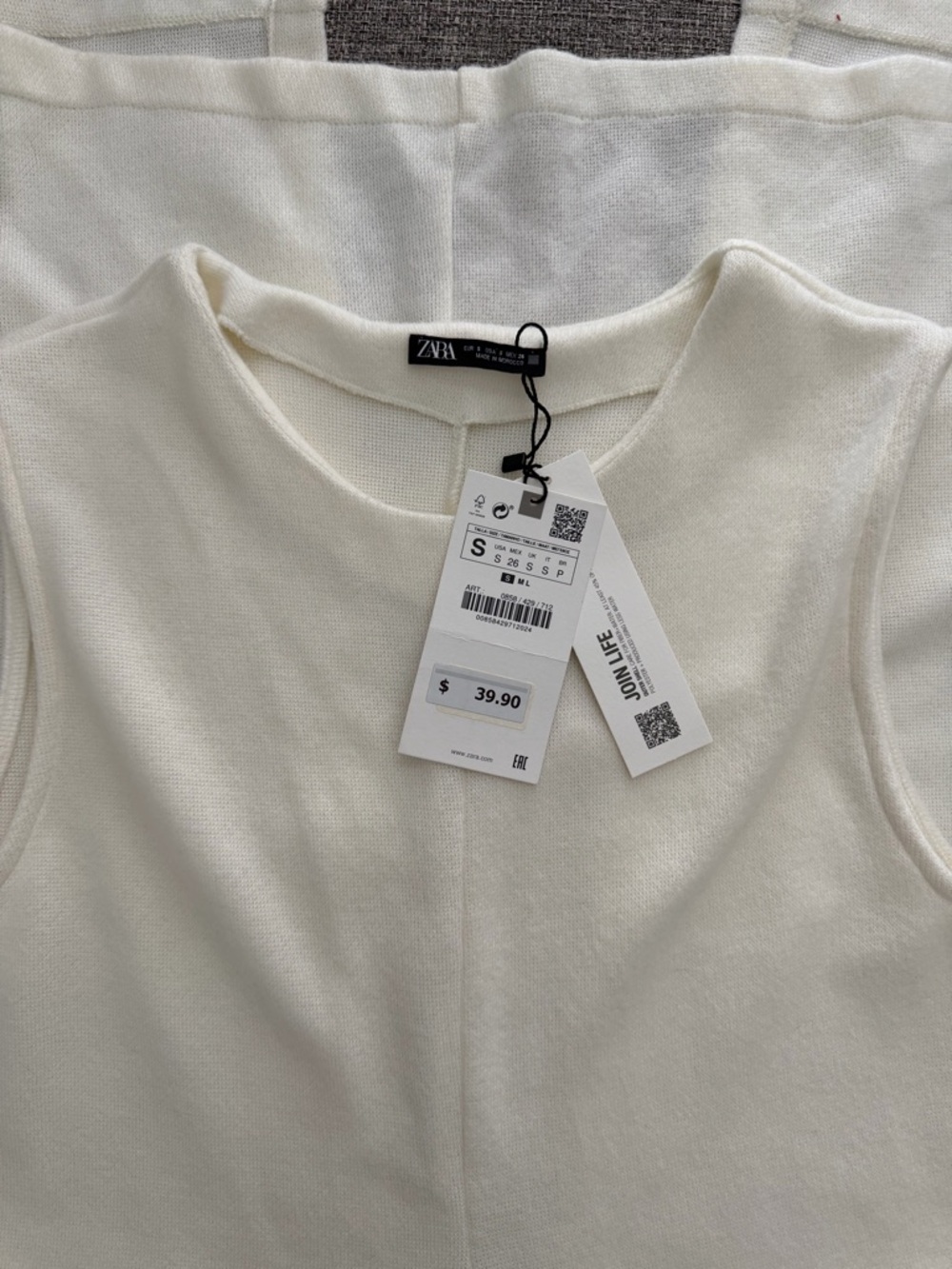 ZARA Sleeveless White Midi Split-Front Dress - Picture 8 of 8